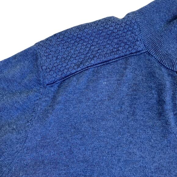 Massimo Dutti Mens Sz M Blue Cotton Cashmere Blend Fine-knit Henley Sweater - Picture 10 of 16